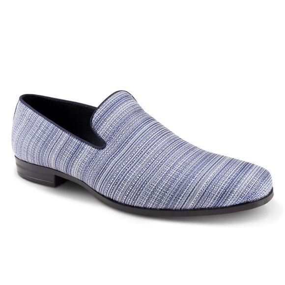 MEN'S MONTIQUE NAVY PRINTED FASHION LOAFER TEXTURED STRIPE SHOES. S2360 - Picture 1 of 1